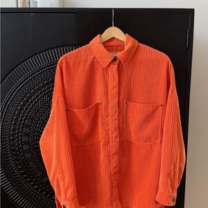 Only Bright Orange Ribbed Shirt